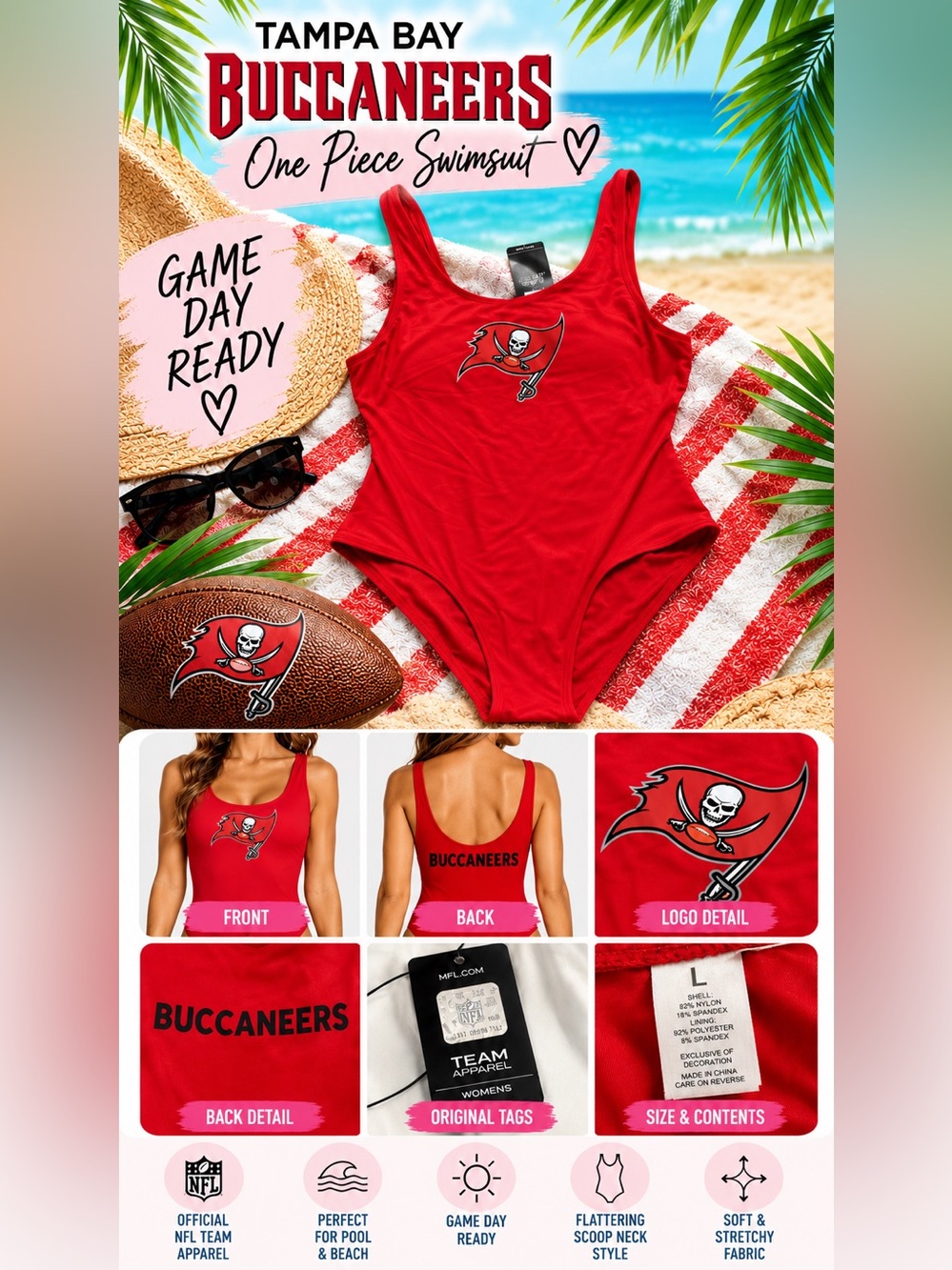 Tampa Bay Buccaneers High Cut Bathing Suit